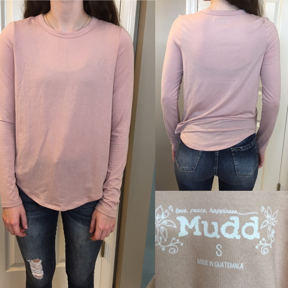 MUDD NWOT top shirt light pink curved waist